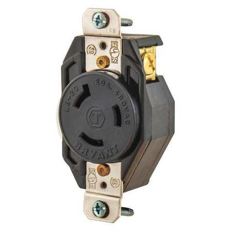 Locking Receptacle,black,480vac,3 Hp,20a