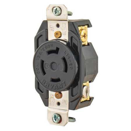 Locking Receptacle,black,125/250vac,20a