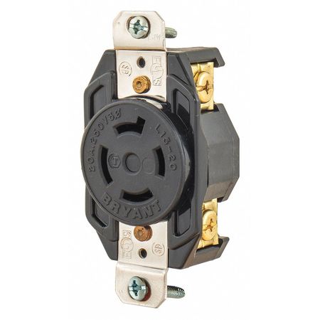 Locking Receptacle,black,250vac,3 Hp,20a