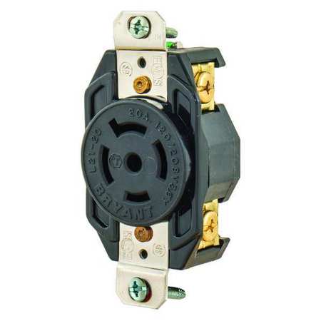 Locking Receptacle,black,120/208vac,20a