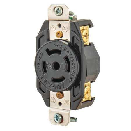 Locking Receptacle,black,347/600vac,20a