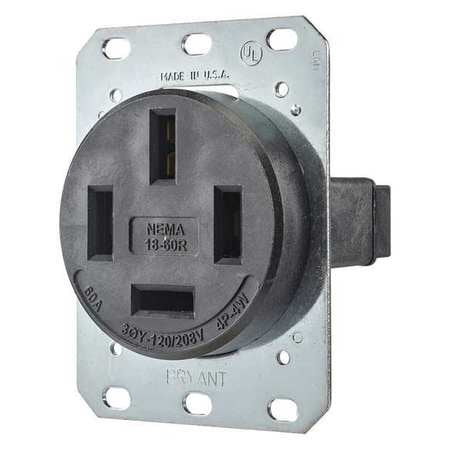 Receptacle,blk,60a,thermoplastic Polymer