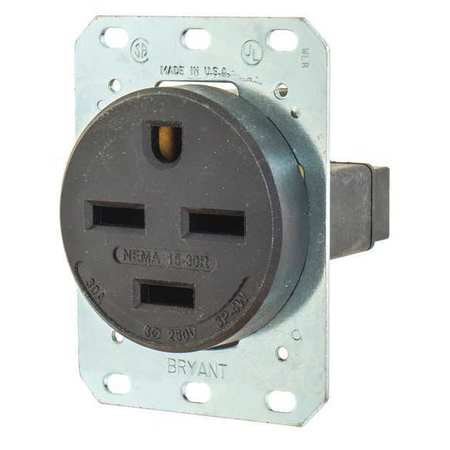 Receptacle,black,30a,3.0 Hp,3 Poles (1 U