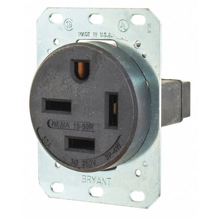 Receptacle,black,50a,7.5 Hp,3 Poles (1 U