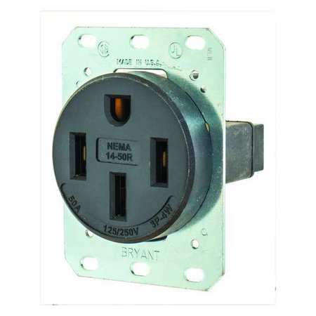 Receptacle,black,50a,3.0 Hp,3 Poles (1 U