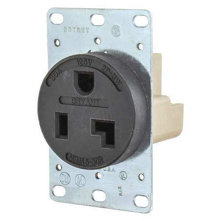 Receptacle,black,30a,2.0 Hp,3 Wires (1 U