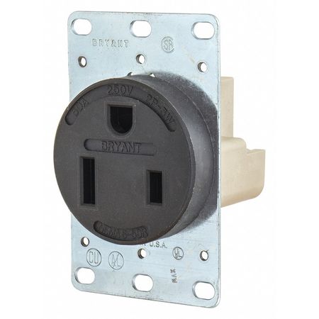 Receptacle,black,50a,3.0 Hp,2 Poles (1 U