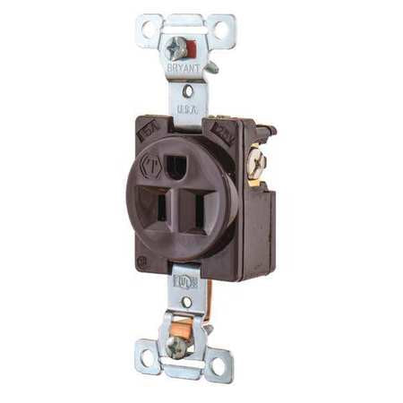 Receptacle,brwn,15a,nylon,0.5 Hp,2 Poles