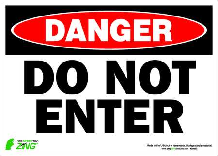 Danger Sign,do Not Enter,10"x14" (1 Unit