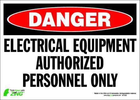 Danger Sign,10 X 14in,elec Eqip Auth Per