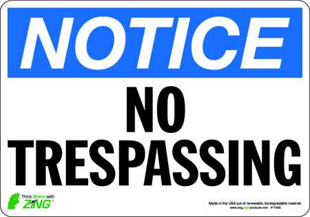 Notice Sign,7 X 10in,bl And Bk/wht,eng (