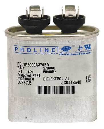 Motor Run Capacitor,2 Mfd,2-1/16 In. H (