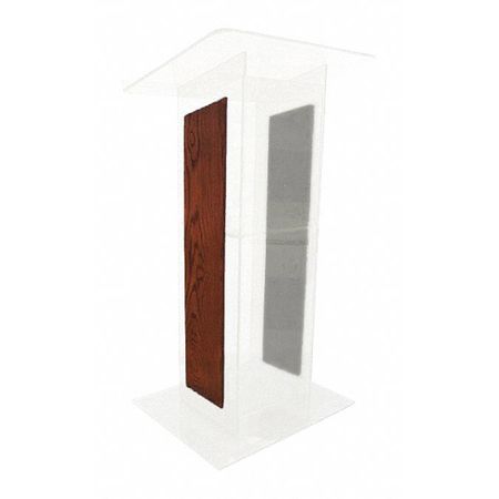 H Style Lectern,w/shelf-clear,acrylic/mh