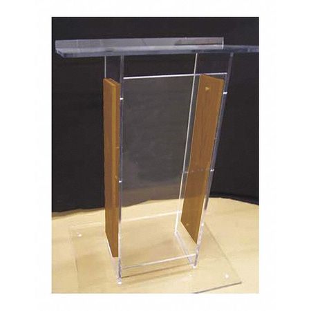 H Style Lectern,w/shelf-clear,acrylic/ok