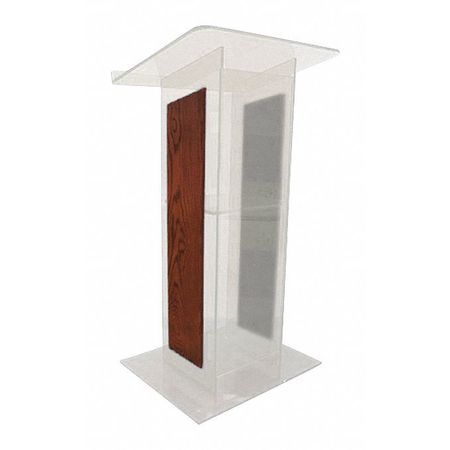 H Lectern,w/shelf-frosted Acrylic/mahog