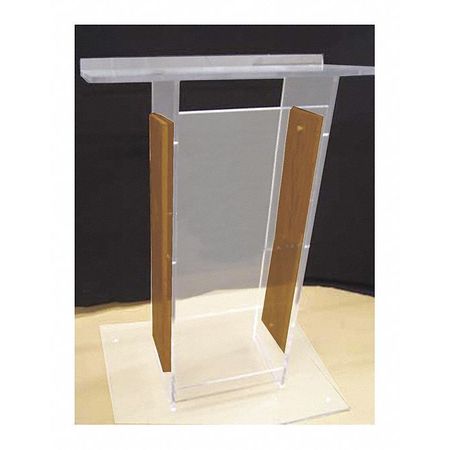 H Lectern ,w/shelf-frosted Acrylic/oak (