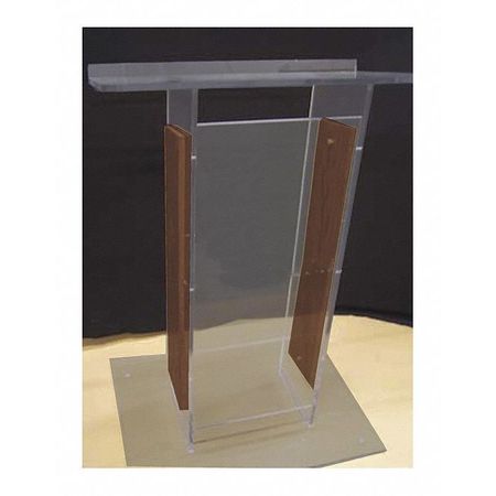 H Lectern,w/shelf-smoked,acrylic/mahog (