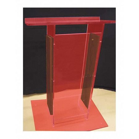 H Lectern,w/shelf-tinted,acrylic/mahog (