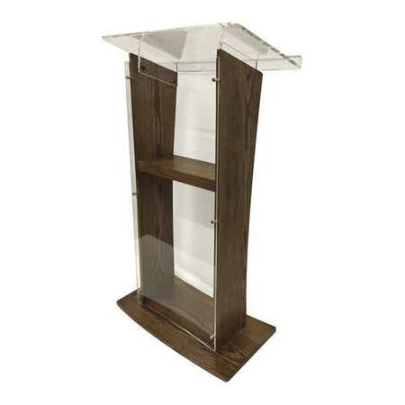 H Style Lectern,clear Acrylic/walnut (1