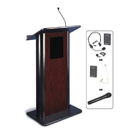 Wireless Panl Lectern,jewel Mah/blk Alum