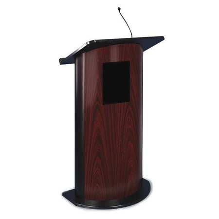 Curved Panel Sound Lectern,jewel Mah/blk