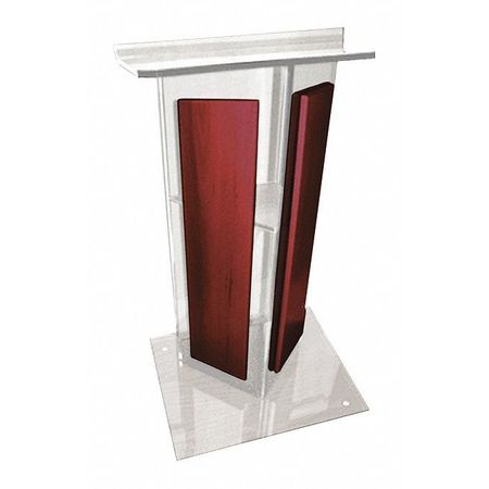 Clear Acrylic V Lectern,w/mahog Panels (