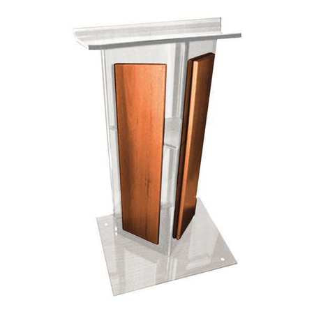 Clear Acrylic V Lectern,w/walnut Panels