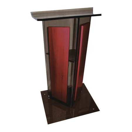 Smoked Acrylic V Lectern,w/mahog Panels