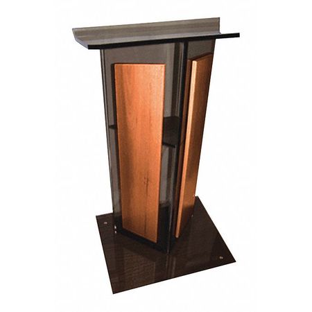 Smoked Acrylic V Lectern,w/walnut Panels