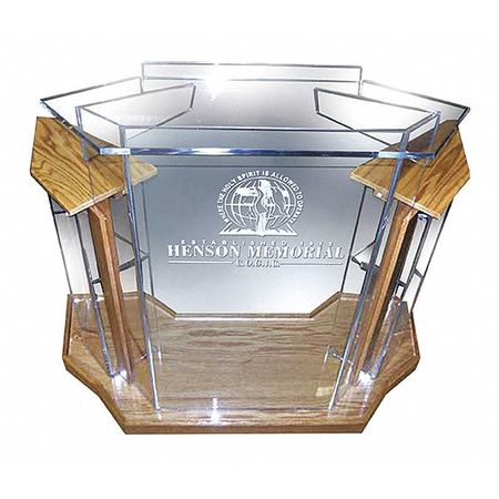 Deluxe Clear Acrylic Lectern,oak (1 Unit