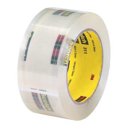 Carton Sealing Tape,2x110 Yd.,clear,pk6