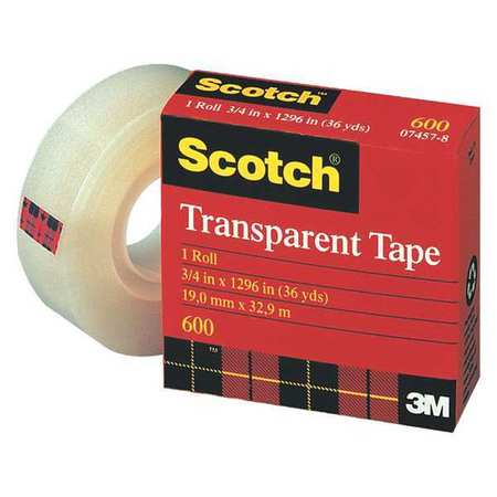 Tape,scotch 600,1/2x36 Yd.,pk12 (1 Units