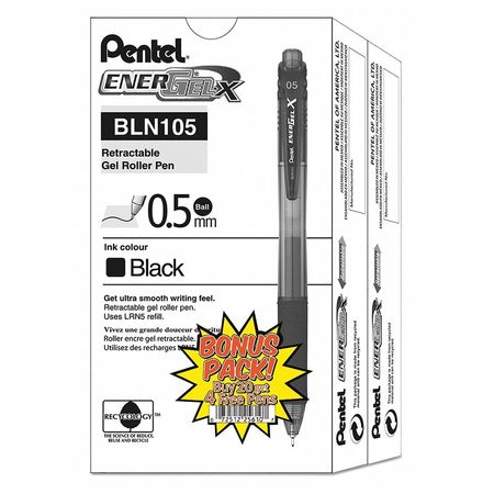 Retractable Roller Gelpen,0.5mm,blk,pk24