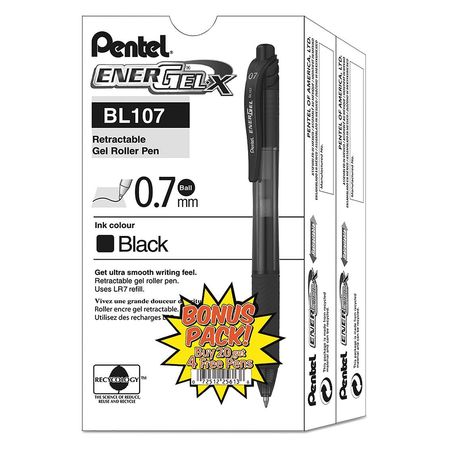 Retractablerollergelpen,0.7mm,black,pk24