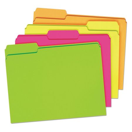 Glow File Folders,1/3cut Top Tab,pk24 (1