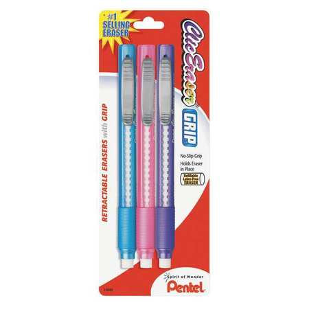 Clic Eraser,grip Eraser,assorted,pk3 (1