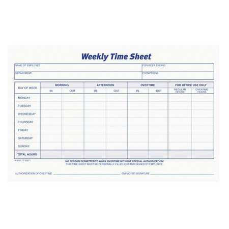 Weekly Time Sheets,5.5x8.5,pk200 (1 Unit