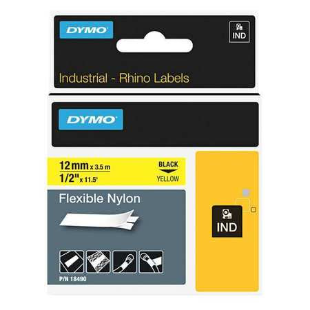 Label Tape,flex,0.5",yellow/black Print