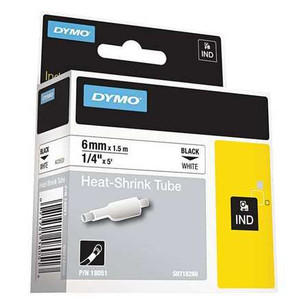 Label Tape,heat Shrink,0.25",white/black