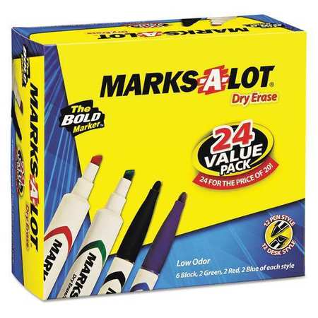 Dry Erase Markers,assorted,pk24 (1 Units