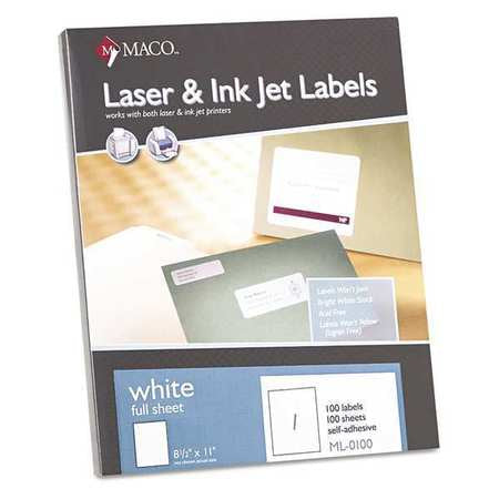 Laser/inkjet Id Label,8.5x11,white,pk100