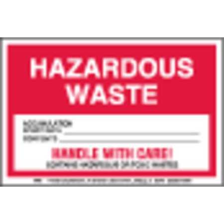 Hazardous Waste Label,paper Stock,pk500