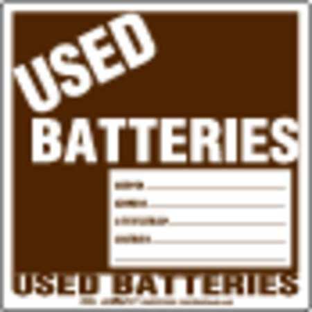 Used Batteries Label,6"x6",vinyl,pk100 (