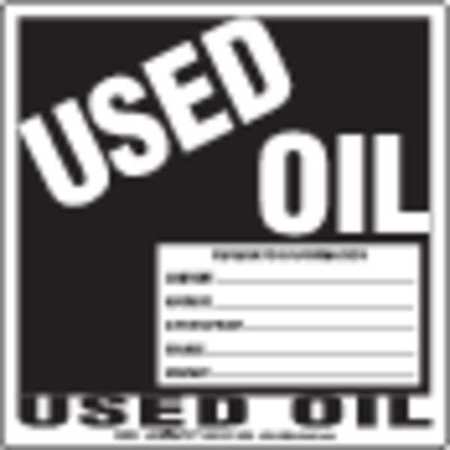 Used Oil Label Pvc-opr Info Stock,pk100