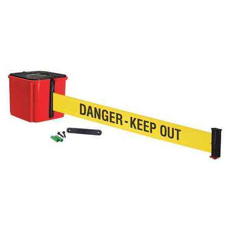 Belt Barrier,4" H,yllw/blk Text Belt (1