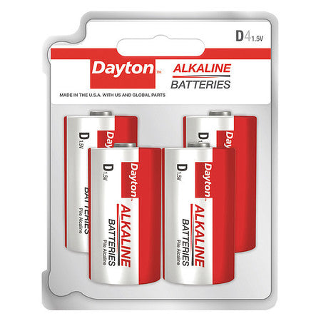 Battery,alkaline,d,mercury Free,pk4 (1 U