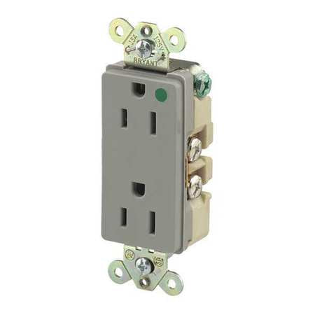 Receptacle,gray,15a,back/side,125vac (1