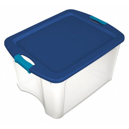 Storage Tote,clear/blue,12 Gal.,9-1/4" H