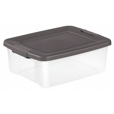 Storage Tote,clear/gray,25 Qt.,7-3/4" H