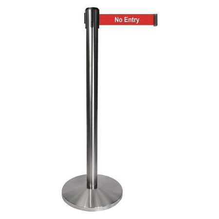 Barrier Post,gray Post,no Entry Belt Msg